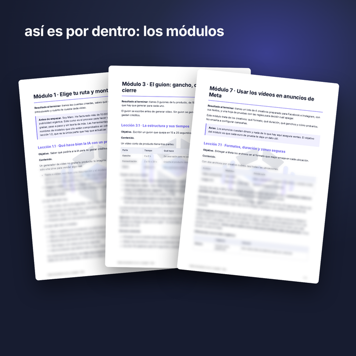 páginas de los módulos del curso
